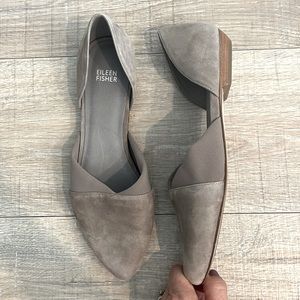 Eileen Fisher Asha suede flats, mushroom color, size 9.5